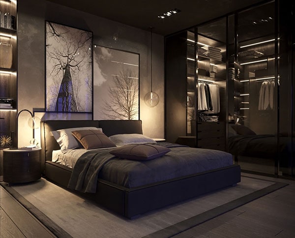 Thiết kế phòng ngủ hiện đại tông màu đen huyền bí